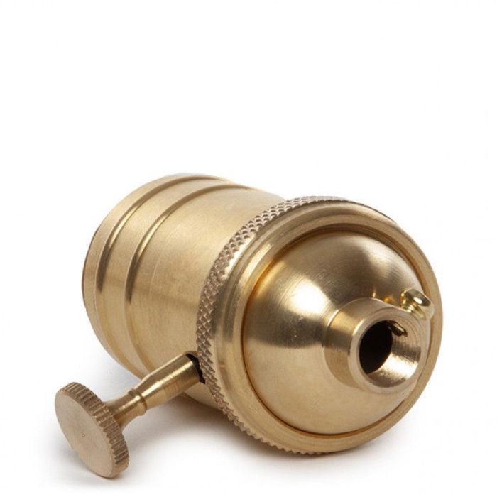 Portalámpara E27 de Cobre Puro Acabado Oro con Interruptor Rotativo, Estilo Retro Vintage Ideal para Bombillas y Cables Vintage [SKD-L007] 2