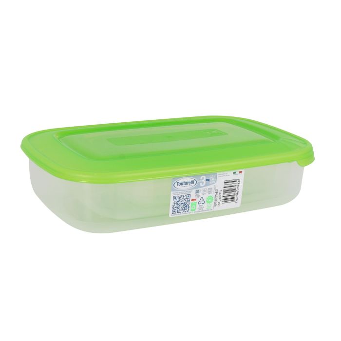 Tontarelli Set 3 Fiambreras Rectangulares 1L/2L/3L Tapa Verde Family (20 Cajas)