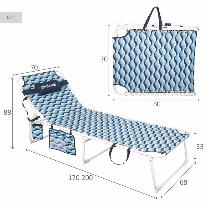 Hamaca Aktive Azul Acero 200 x 88 x 70 cm 3 Hamaca Aktive Azul Acero 200 x 88 x 70 cm 3