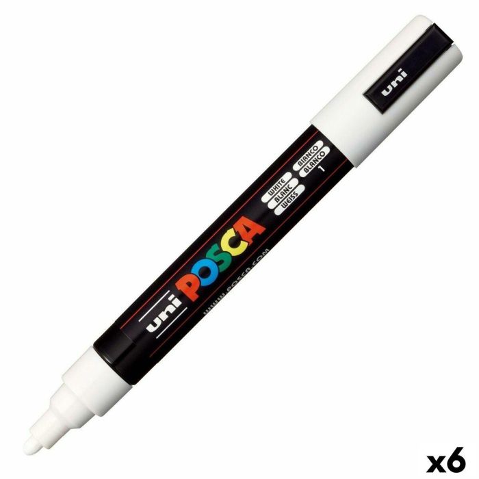 Posca PC5M Rotulador Marcador de Pintura Blanco Punta Redonda 1,8-2,5 mm