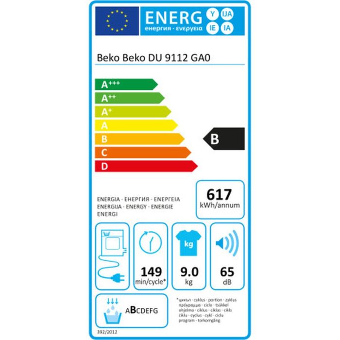 Secadora de condensación BEKO DU 9112 GA0 Blanco 9 kg 1 Secadora de condensación BEKO DU 9112 GA0 Blanco 9 kg 1