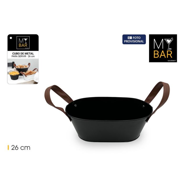 Inde Cubo Metal Rectangular con Asa de Piel Black 26 cm My Bar (12 Unidades) Inde Cubo Metal Rectangular con Asa de Piel Black 26 cm My Bar (12 Unidades)