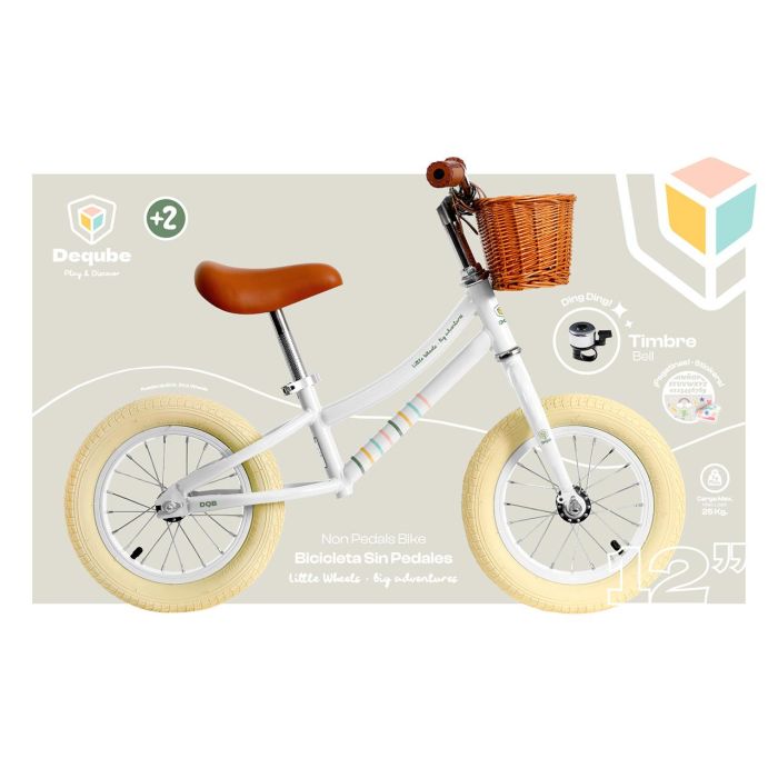 DEQUBE Bicicleta de Equilibrio Sin Pedales Ultraligera 3kg Ruedas Antipinchazos Ajustable Niños +2 Años Clásica Vintage con Cesta 1 DEQUBE Bicicleta de Equilibrio Sin Pedales Ultraligera 3kg Ruedas Antipinchazos Ajustable Niños +2 Años Clásica Vintage con Cesta 1