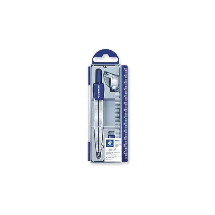 Staedtler Compás Escolar Noris 550 Con Tubo De Minas Y Adaptador Universal Staedtler Compás Escolar Noris 550 Con Tubo De Minas Y Adaptador Universal