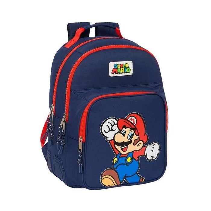 Mochila Escolar Super Mario World Azul marino 32 x 42 x 15 cm