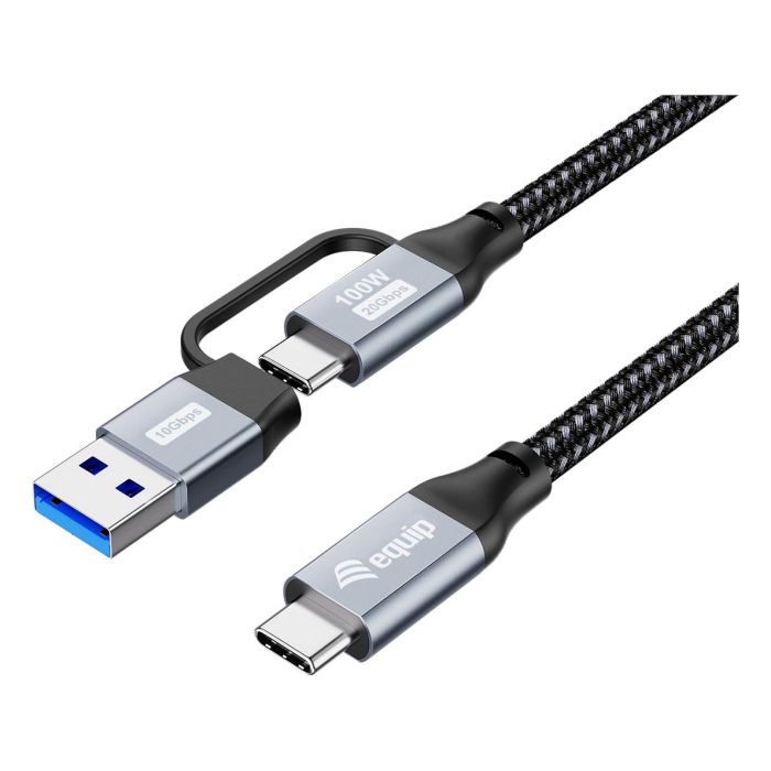 EQUIP Cable USB-C 3.2 Gen 2x2 a USB-A 128431, 1m, 20Gbps, Carga Rápida 100W, Negro 0 EQUIP Cable USB-C 3.2 Gen 2x2 a USB-A 128431, 1m, 20Gbps, Carga Rápida 100W, Negro 0