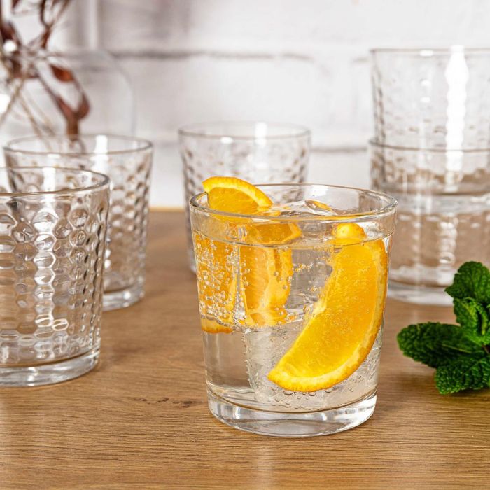 Quid Set 6 Vasos Bajos Gala Vidrio 26 cL con Relieve 3