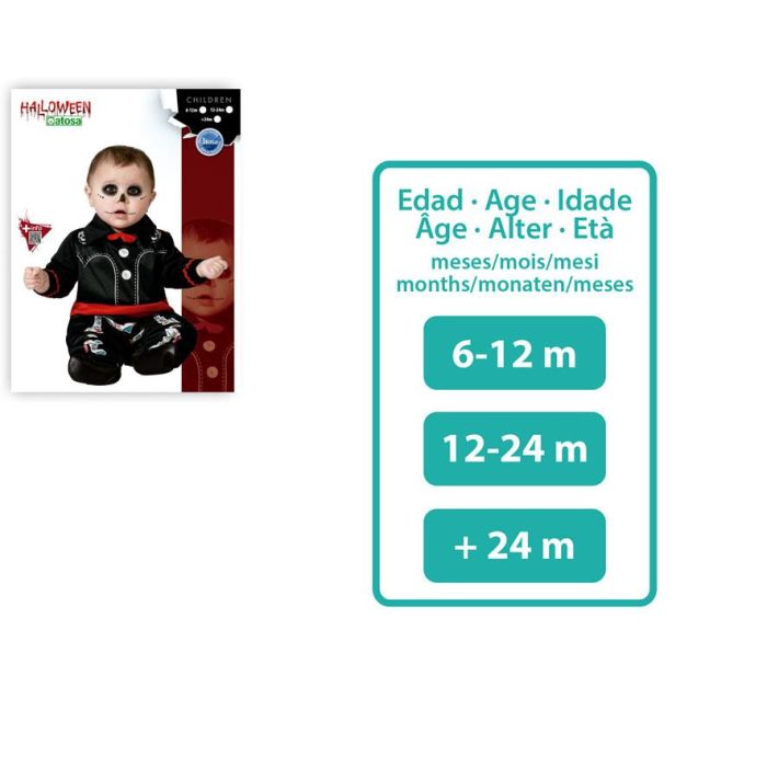 Disfraz Mono Esqueleto Mexicano Multicolor Negro para Niño Bebé 6-12 Meses | Halloween, Día de Muertos, Fácil de Vestir 1