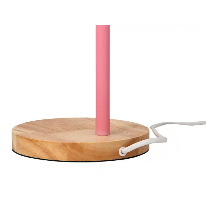 Q-connect Lámpara de Escritorio Orion Metálica con Detalles de Madera, Brazo Flexible, Color Rosa 3
