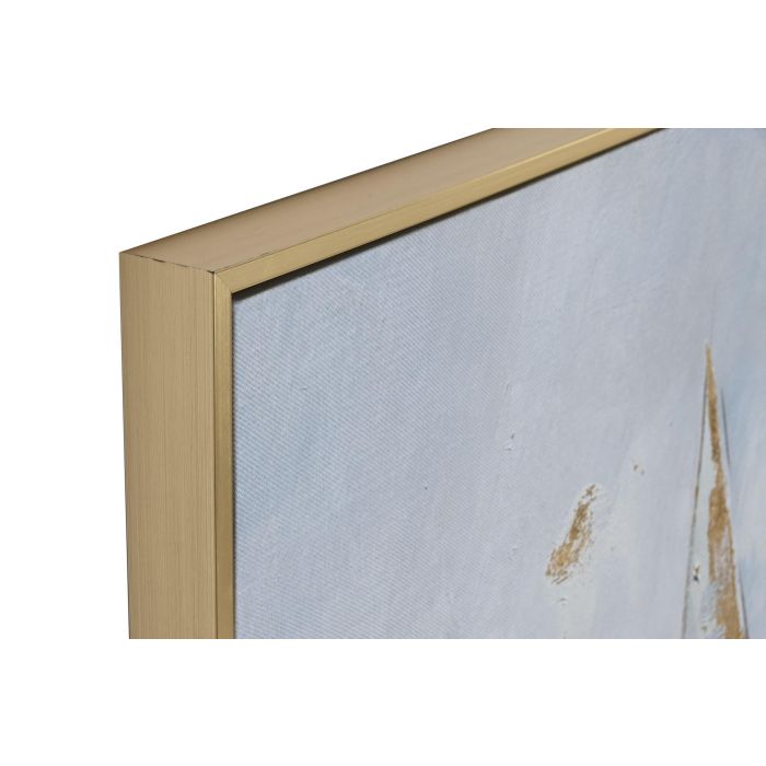 Lienzo Home ESPRIT Gris Turquesa Dorado Veleros Mediterráneo (2 Unidades) 1