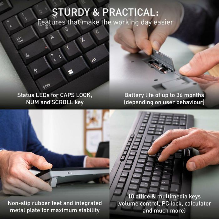 Cherry CHE1737440453643 Teclado y ratón inalámbricos Stream Desktop Comfort 2.4 GHz, diseño ergonómico, color negro 3