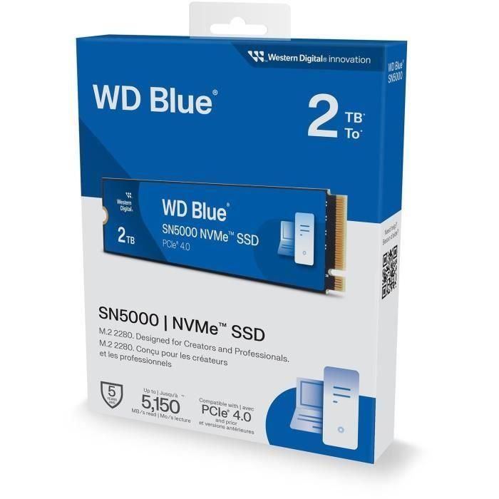 Disco SSD Western Digital WD Blue SN5000 2TB/ M.2 2280 PCIe/ Full Capacity 3 Disco SSD Western Digital WD Blue SN5000 2TB/ M.2 2280 PCIe/ Full Capacity 3