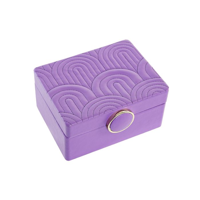 DKD Home Decor Joyero Glam Lila para Joyas y Bisutería en PU y MDF con Colección Honda de 17 cm Largo x 23 cm Ancho x 10 cm Alto 2