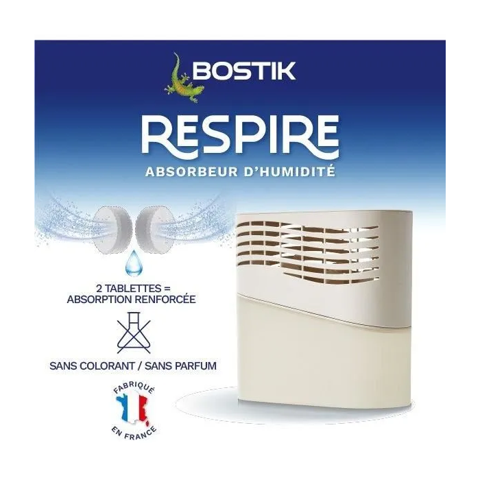 Absorbente de humedad - BOSTIK - Respira - Hasta 25 m² - 2 recambios sin perfume - 2 x 250 g 2 Absorbente de humedad - BOSTIK - Respira - Hasta 25 m² - 2 recambios sin perfume - 2 x 250 g 2