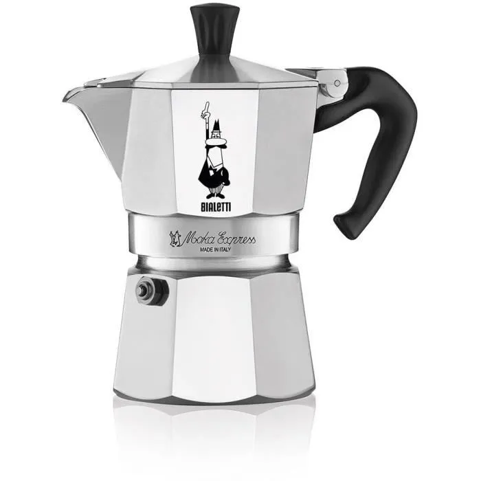 Bialetti Moka Express Cafetera Italiana de Aluminio para 4 Tazas 1 Bialetti Moka Express Cafetera Italiana de Aluminio para 4 Tazas 1