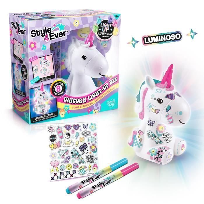 Canal Toys Style 4 Ever - Unicornio luminoso DIY Y2K para decorar - Edición coleccionista - Pasatiempos creativos para niños - OFG 293 Canal Toys Style 4 Ever - Unicornio luminoso DIY Y2K para decorar - Edición coleccionista - Pasatiempos creativos para niños - OFG 293