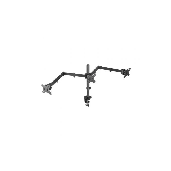 Aisens Soporte de Mesa Giratorio e Inclinable 3 Pivotes 2 Brazos para 3 Monitores de 13"-27" VESA 100x100mm Negro