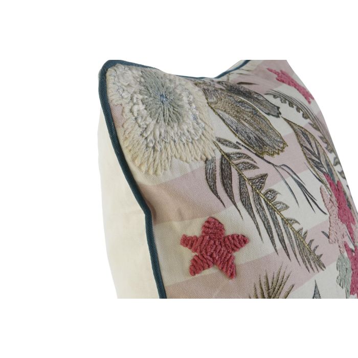 DKD Home Decor Funda Cojin Tropical Verde Rosa 50x50 cm Algodon Polyester 5