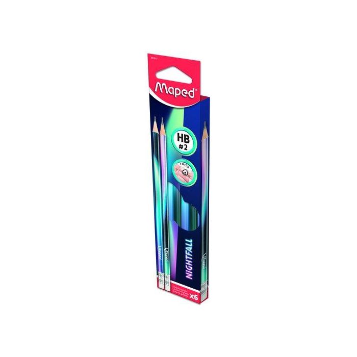 Lapices De Grafito Maped Nightfall Hb Con Goma Caja De 6