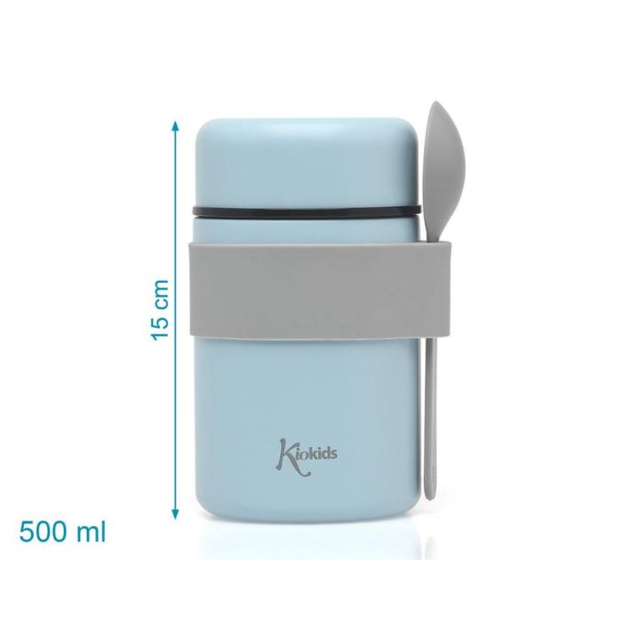 Termo Papillero De Acero Inoxidable 500 mL Con Cuchara Azul 4 Termo Papillero De Acero Inoxidable 500 mL Con Cuchara Azul 4