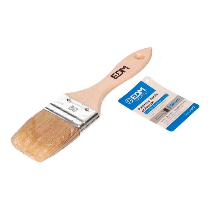 Edm Paletina doble standard 50mm para todo tipo de pinturas y barnices, mango ergonómico, cerdas naturales 1