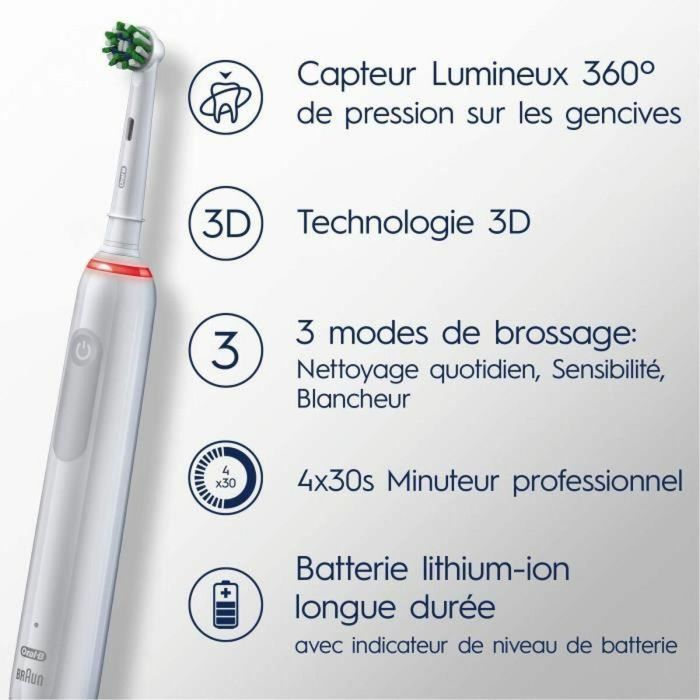 Cepillo de dientes eléctrico ORAL-B Pro 3 - 80719288 - blanco - inalámbrico 2 Cepillo de dientes eléctrico ORAL-B Pro 3 - 80719288 - blanco - inalámbrico 2