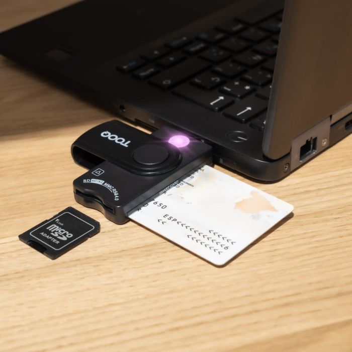 TooQ Lector de DNI Tarjetas Inteligentes SD MicroSD TQR-3012B USB 2.0 Negro 3