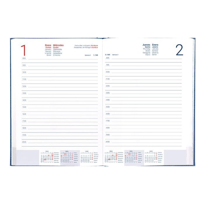 Agenda Encuadernada Liderpapel Creta 170x240 mm 2025 Dia Pagina Color Azul Papel 70 gr 8