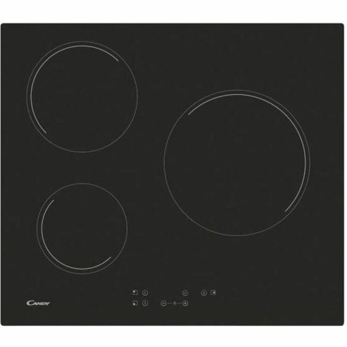 Candy CH63CT Placa Vitrocerámica 3 fuegos, 5500W, 60cm Ancho, Negro, Mandos Frontales Agrupados