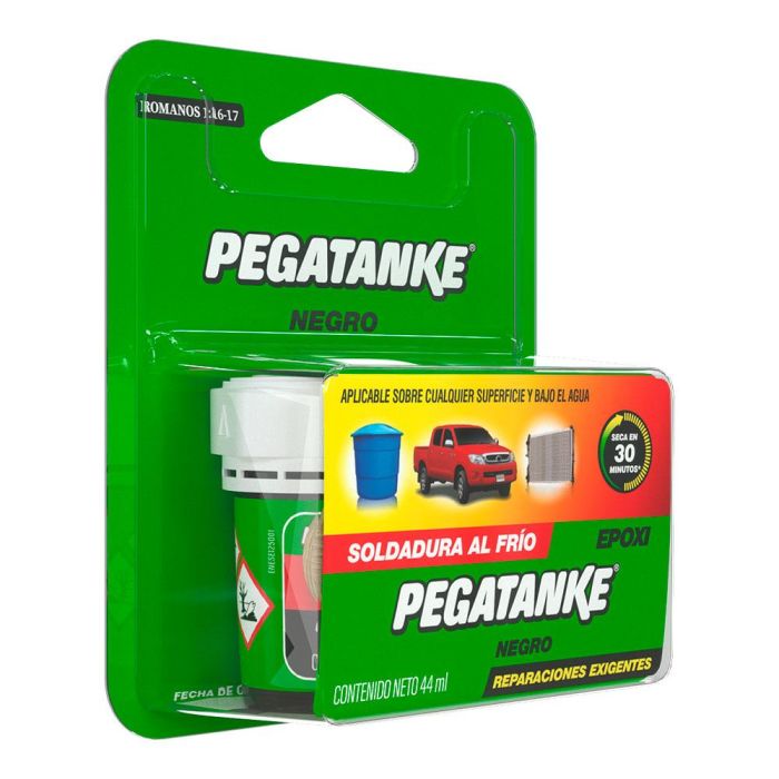 Pegatanke Pegamento Epóxico Bi-componente Negro 44 ml, Soldadura en Frío, Soporta 300°C y 250 kg, Mecanizable, Profesional