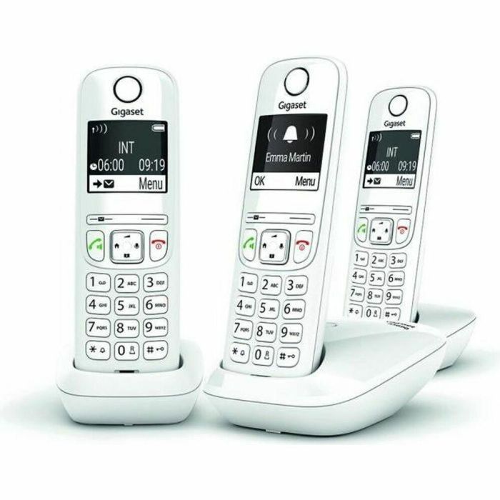 Gigaset AS690 Trio Teléfono Inalámbrico, Manos Libres, Bloqueo de Llamadas, Pantalla Ultra Legible, Agenda 100 Contactos, Blanco
