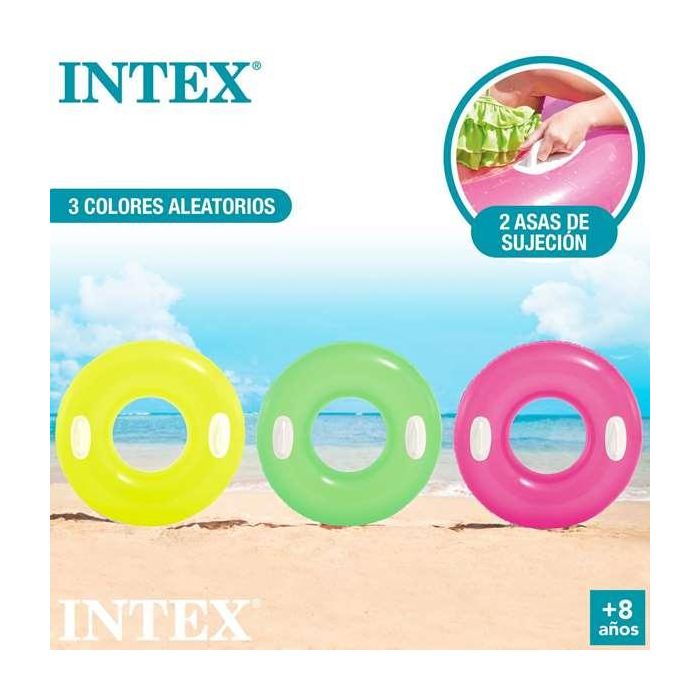 Intex Flotador Rueda Neón Hinchable PVC 76 cm con Asas para Niños +8 Años - Modelos Surtidos 3
