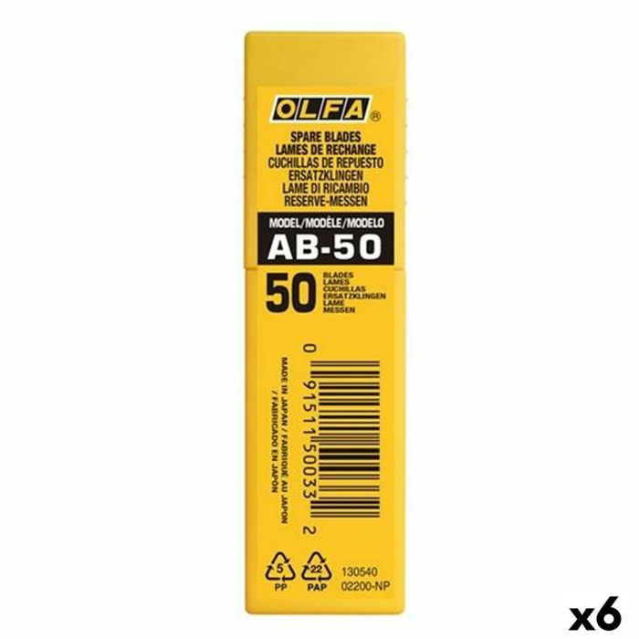 Hoja Cúter Olfa AB-50 9 mm 50 Piezas 6 Unidades