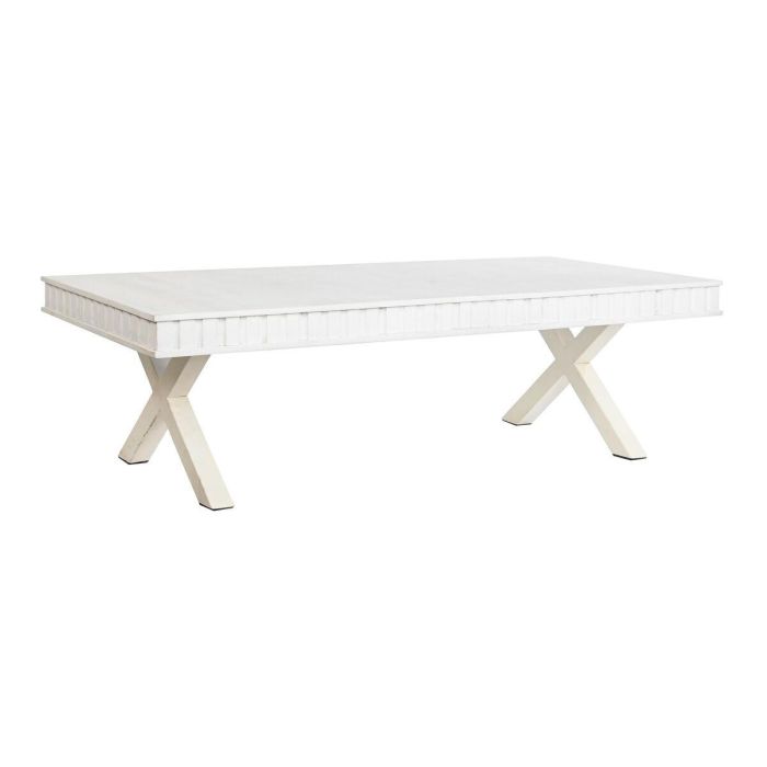 DKD Home Decor Mesa Centro Moderna Blanca de Madera Mango y Metal Desmontable | Largo 70 cm, Ancho 140 cm, Alto 42 cm DKD Home Decor Mesa Centro Moderna Blanca de Madera Mango y Metal Desmontable | Largo 70 cm, Ancho 140 cm, Alto 42 cm