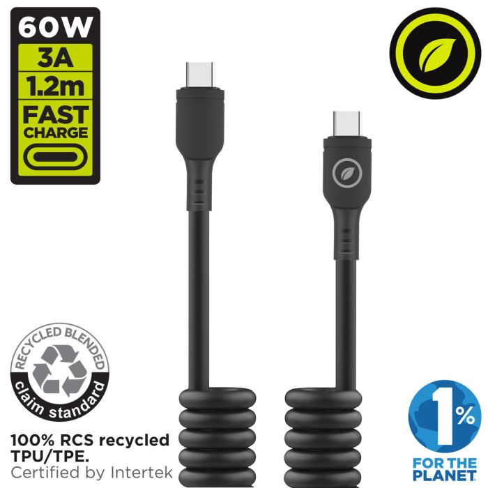 muvit for change cable rizado Tipo C a Tipo C 3A 60w 1,2m negro 5 muvit for change cable rizado Tipo C a Tipo C 3A 60w 1,2m negro 5