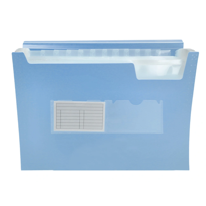 Liderpapel Carpeta Clasificador Fuelle Polipropileno DIN A4 Celeste Opaco 13 Departamentos con Cierre de Gomas 5