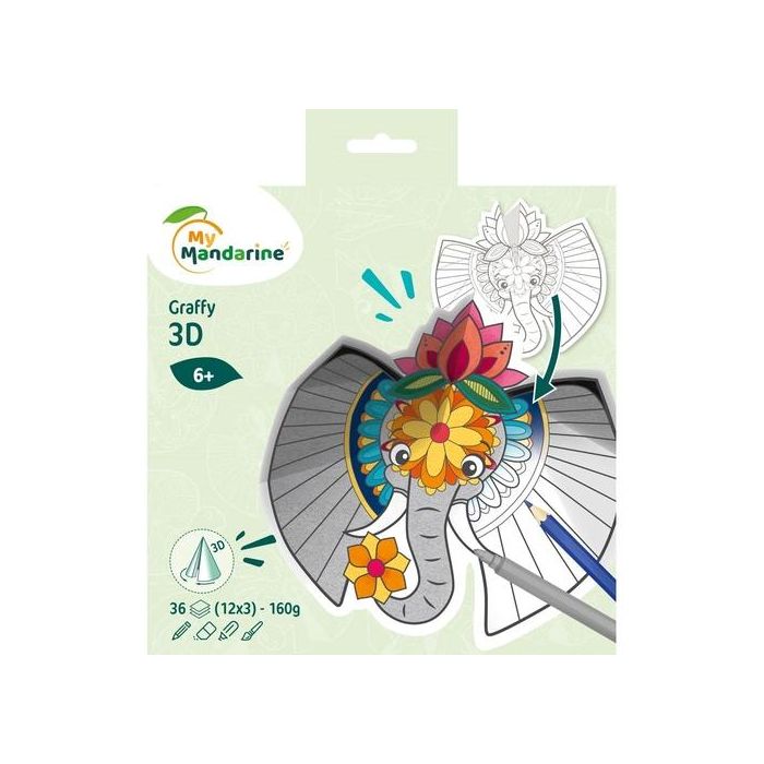 Libro De Colorear Avenue Mandarine Mandala 3D Animales Sabana 1 160G 36H