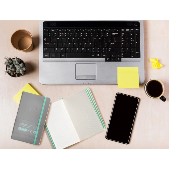 Antartik Cuaderno A6 Tapa Blanda Cuadriculado Gris y Turquesa 100 Hojas 80gr FSC 10