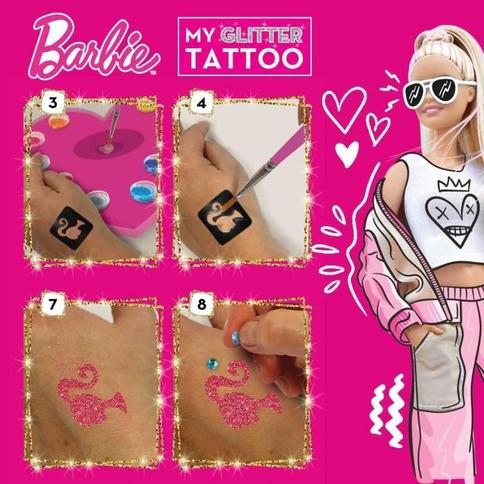Kit de tatuajes con purpurina de Barbie - LISCIANI GIOCHI - Crea tatuajes coloridos y brillantes 3 Kit de tatuajes con purpurina de Barbie - LISCIANI GIOCHI - Crea tatuajes coloridos y brillantes 3