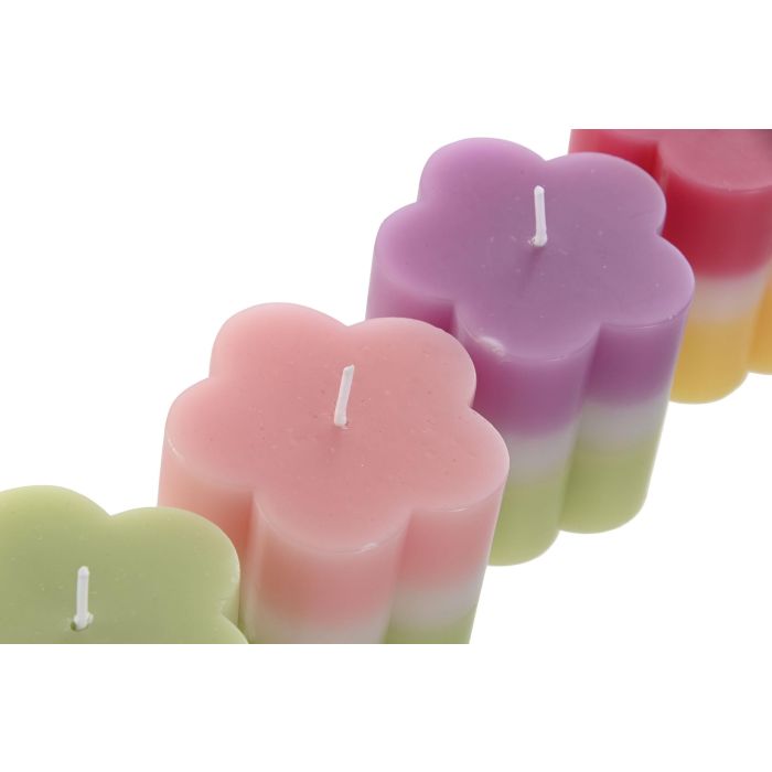 DKD Home Decor Vela Shabby de Cera 240g Surtida Multicolor con Detalle de Flor 7x7x7 cm - Pack de 12 Unidades 2 DKD Home Decor Vela Shabby de Cera 240g Surtida Multicolor con Detalle de Flor 7x7x7 cm - Pack de 12 Unidades 2