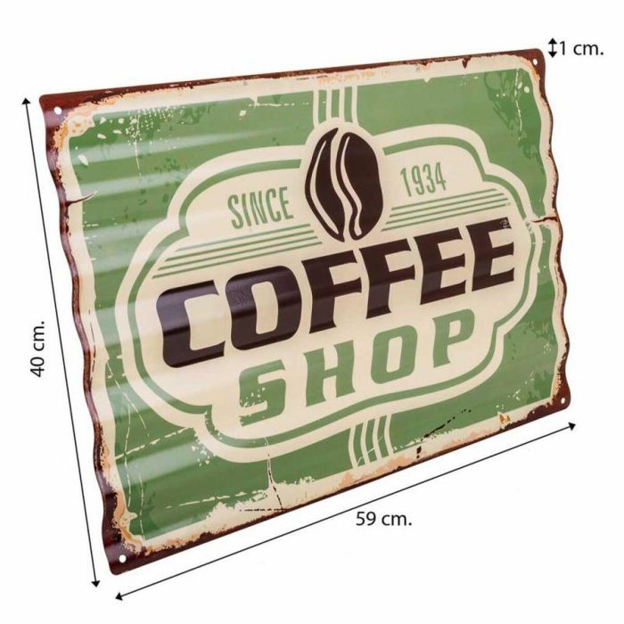 Placa de Pared Alexandra House Living Coffee Shop Hierro 59 x 1 x 40 cm 1