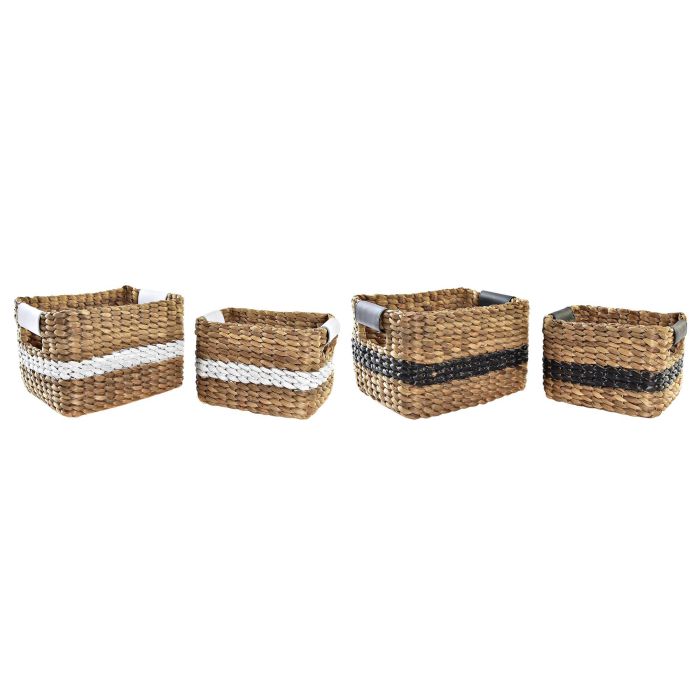 Cesta Colonial DKD Home Decor Negro Blanco 25 x 20 x 32 cm Set de 2 (2 Unidades) 3