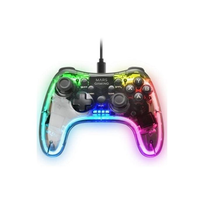 Mars Gaming MGP-C Gamepad RGB Neon Translucido, Vibración Háptica Dual, Cable USB-C Extraíble, Compatible PC Switch PS3 Android 0 Mars Gaming MGP-C Gamepad RGB Neon Translucido, Vibración Háptica Dual, Cable USB-C Extraíble, Compatible PC Switch PS3 Android 0