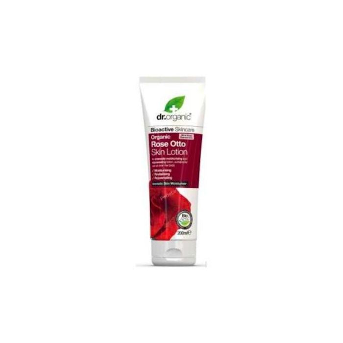 Dr. Organic Loción Corporal Rosa de Damasco 200ml – Hidrata, Revitaliza, Tonifica y Rejuvenece – Apto para Veganos