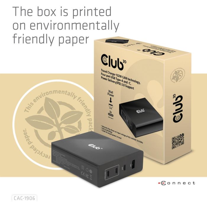 Club3D Ladegerät 3xUSB Typ C. 1xUSB Typ A. PD 132W. GaN retail 5 Club3D Ladegerät 3xUSB Typ C. 1xUSB Typ A. PD 132W. GaN retail 5