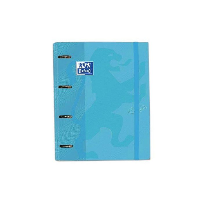 Oxford Carpeta Anillas 4x35 mm C-Recambio 100H A4+ Touch Europeanbinder A4+ Extradura Azul Pastel Papel OptikPaper con Goma Elástica