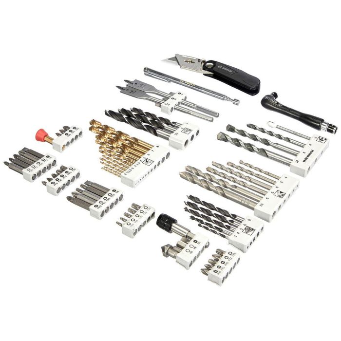 Bosch Juego Premium de Brocas y Puntas 76 piezas para Taladrar y Atornillar Madera, Metal y Hormigón, Brocas Titanio 6
