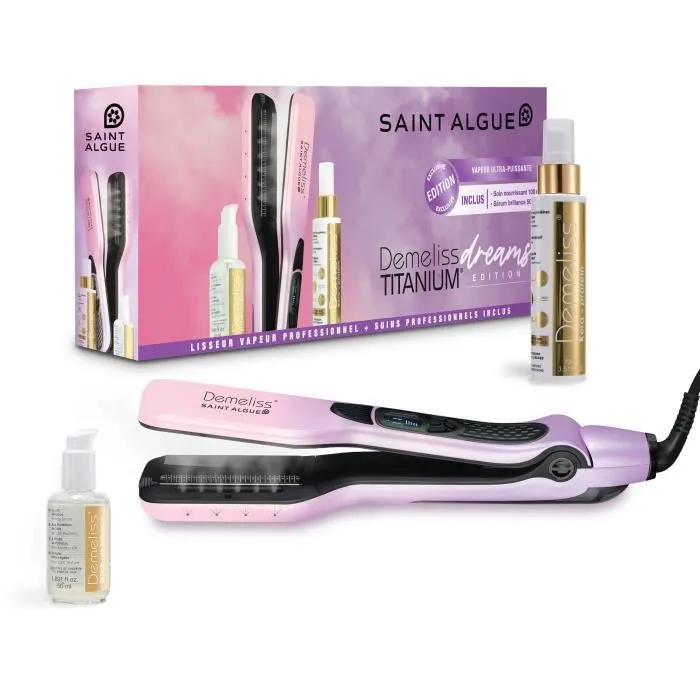 Saint Algue 3964 Demeliss TITANIUM Dreams Edition Plancha al vapor + Tratamiento Kera-Protein 100ml + Serum 50ml 3