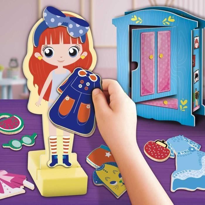 Lisciani Giochi LIS8008324098361 Muñeca de madera para crear fantásticos conjuntos Método Montessori 4