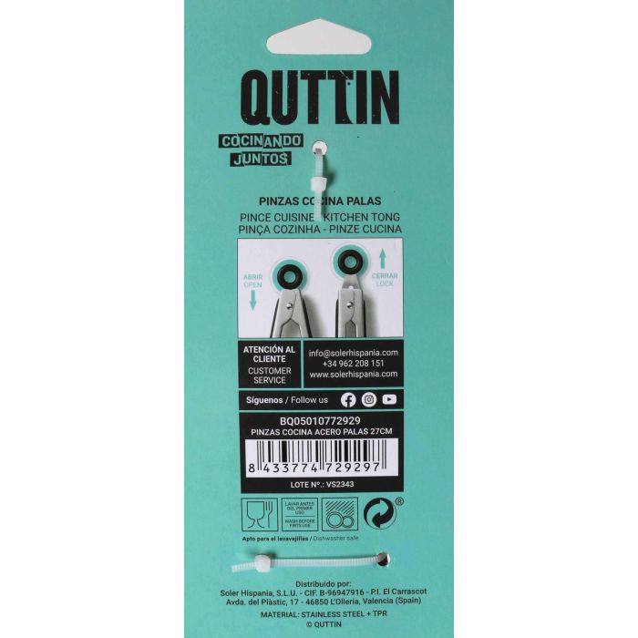 Pinzas de cocina de acero Quttin 27 cm (18 Unidades) 4 Pinzas de cocina de acero Quttin 27 cm (18 Unidades) 4